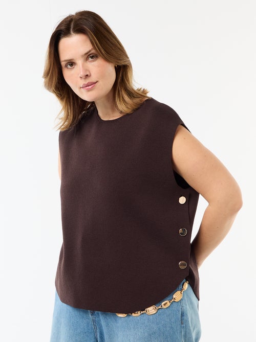 Mouwloze trui met goudkleurige knopen aan de zijkant - Kiabi