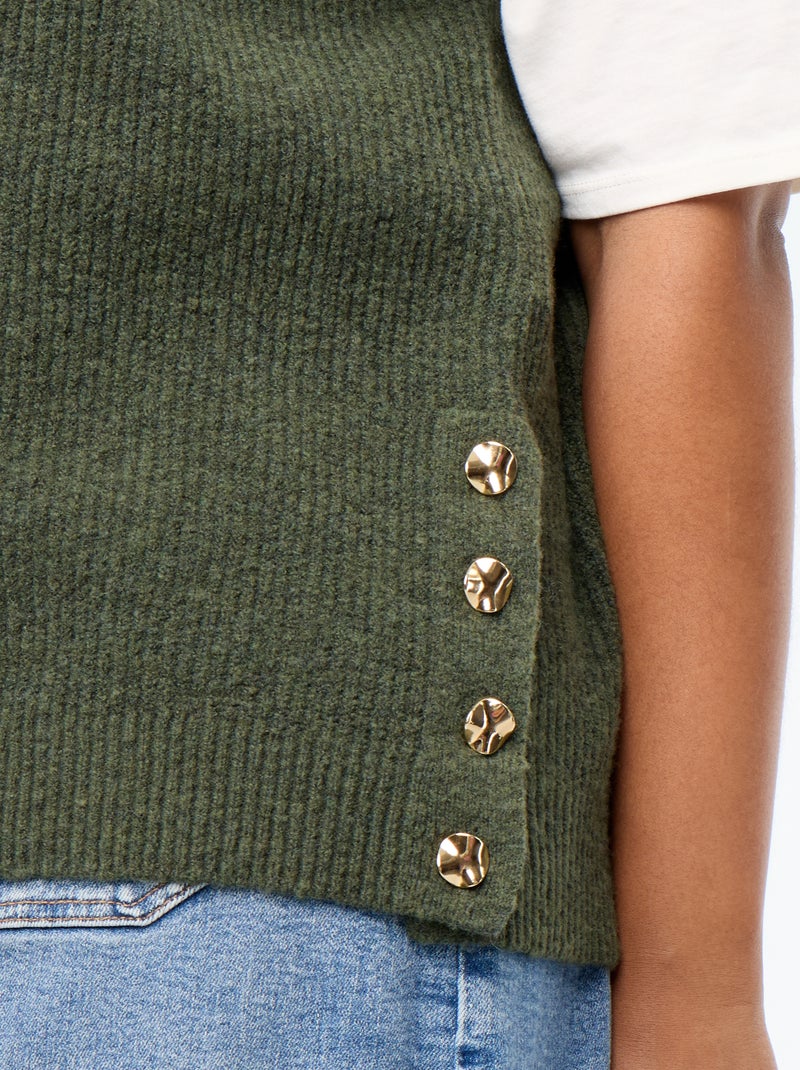 Mouwloze trui met goudkleurige sieraden Groen - Kiabi