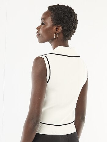 Mouwloze trui met polokraag