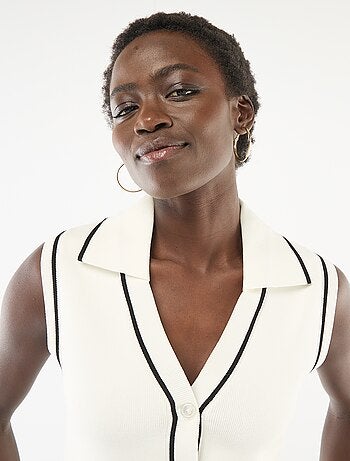 Mouwloze trui met polokraag