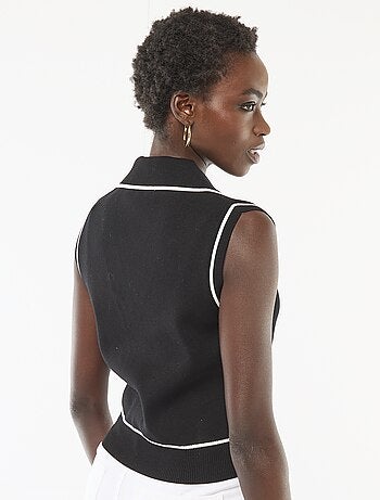 Mouwloze trui met polokraag
