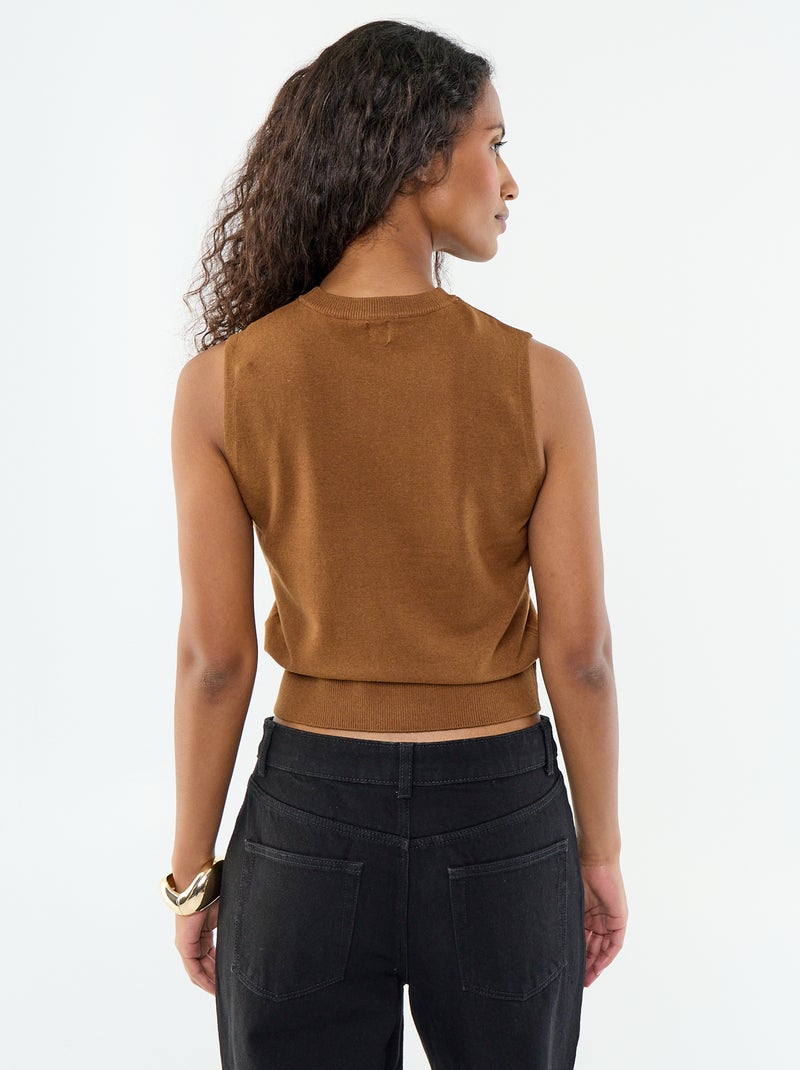 Mouwloze trui met ronde hals Bruin - Kiabi