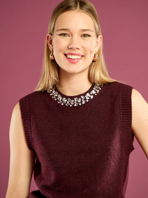 Mouwloze trui met sieraadkraag - Kiabi