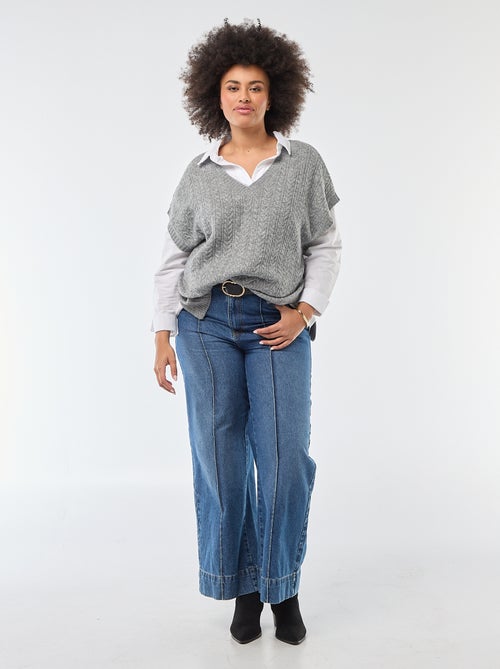 Mouwloze trui van grofgebreid kabeltricot - Kiabi