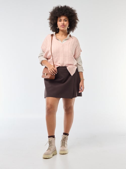 Mouwloze trui van grofgebreid kabeltricot - Kiabi