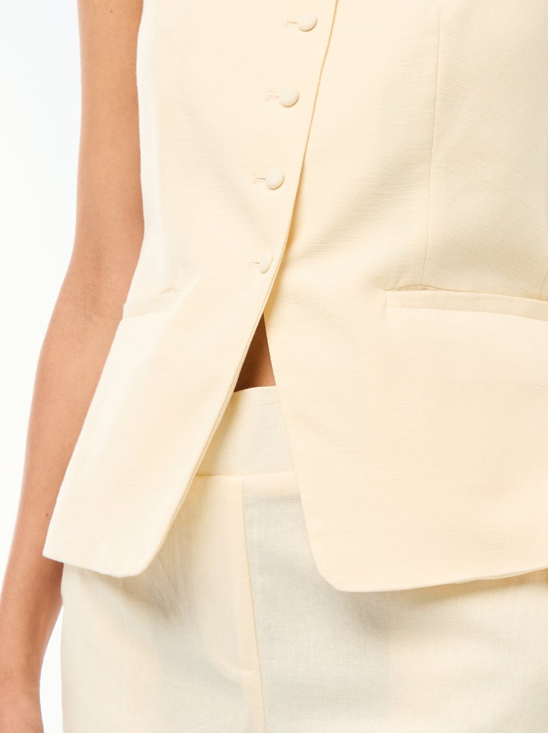 Mouwloze vest met schouderbandjes Biege - Kiabi