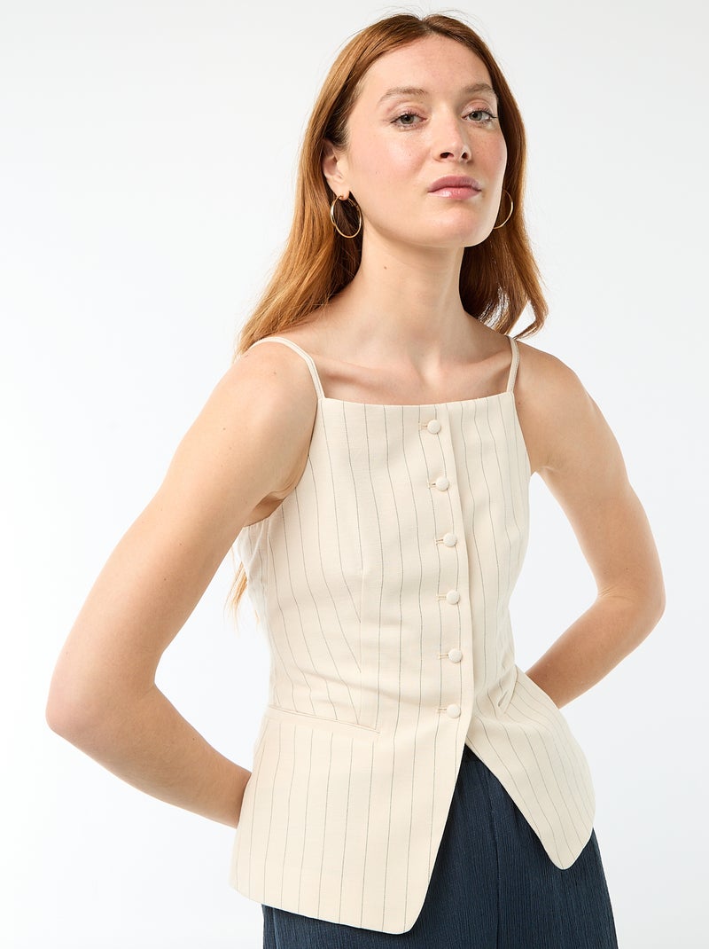 Mouwloze vest met schouderbandjes Biege - Kiabi