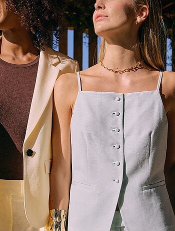 Mouwloze vest met schouderbandjes