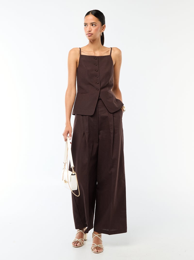 Mouwloze vest met schouderbandjes Bruin - Kiabi