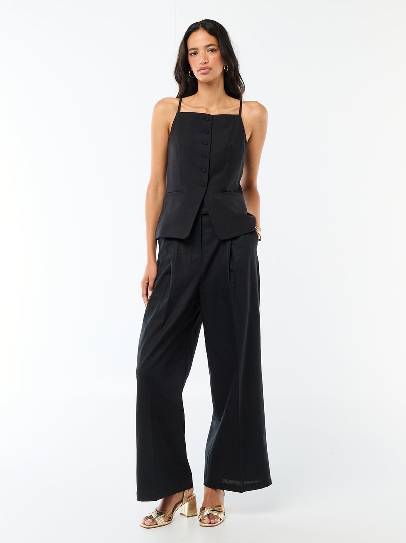 Mouwloze vest met schouderbandjes Zwart - Kiabi