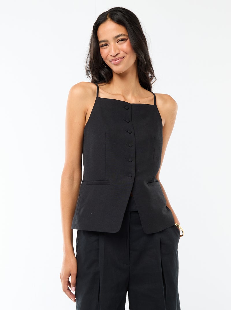 Mouwloze vest met schouderbandjes Zwart - Kiabi