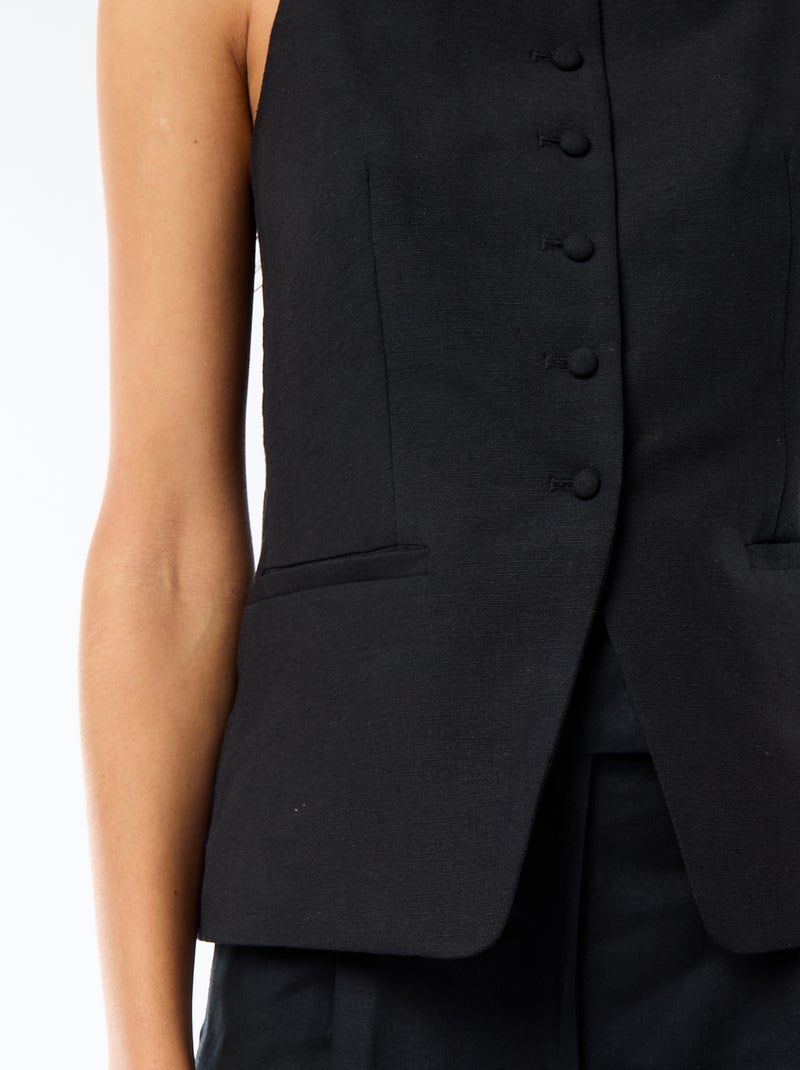 Mouwloze vest met schouderbandjes Zwart - Kiabi