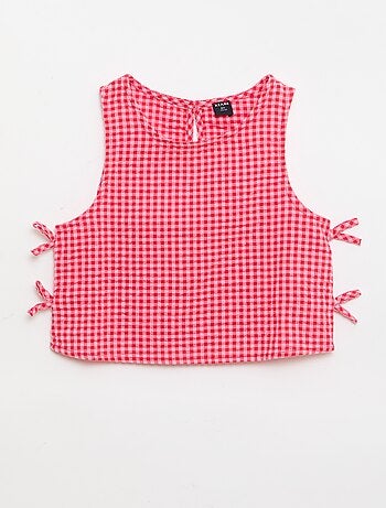 Mouwloze vichy blouse