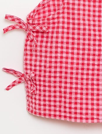 Mouwloze vichy blouse