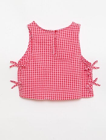 Mouwloze vichy blouse