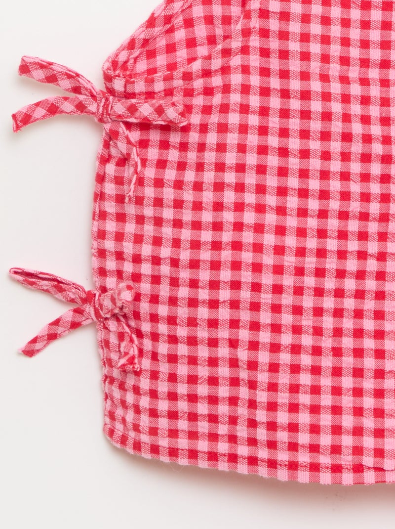 Mouwloze vichy blouse Rose - Kiabi