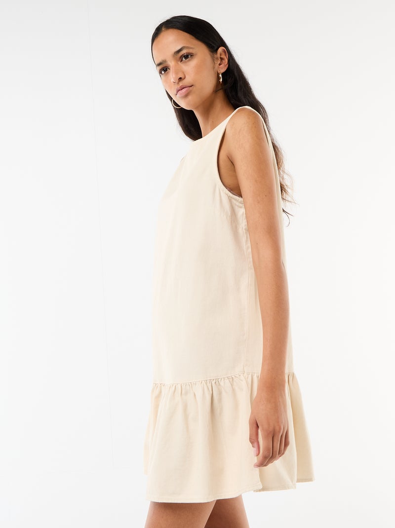 Mouwmloze denim jurk met uitlopende onderkant Wit - Kiabi