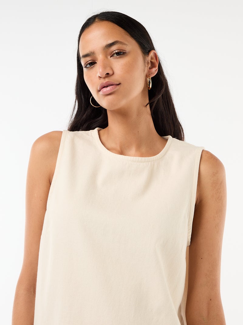 Mouwmloze denim jurk met uitlopende onderkant Wit - Kiabi