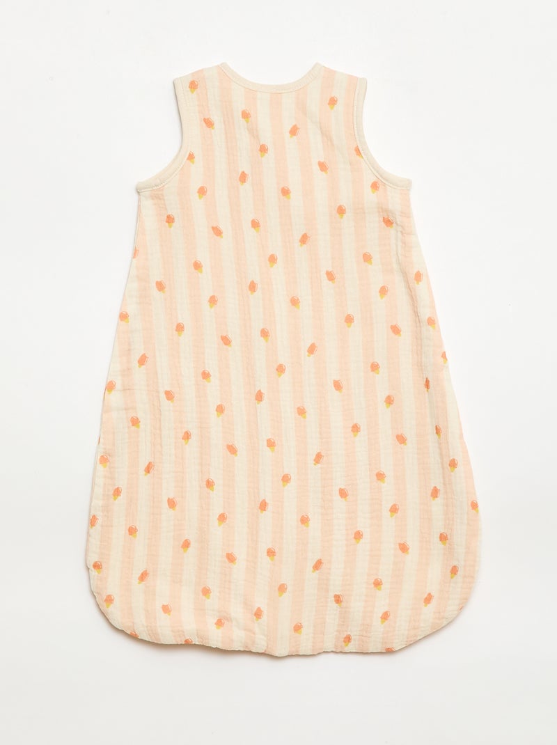 Mouwtloze slaapzak met print van katoengaas TOG 1 Rose - Kiabi