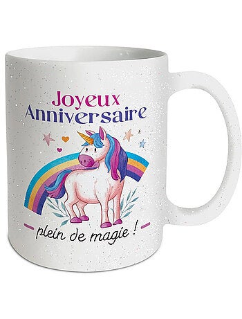 Mug décoratif anniversaire licorne en céramique 320 ml