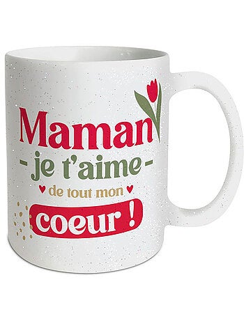 Mug en céramique 320 ml « Maman je t’aime » pailleté