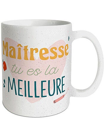 Mug en céramique blanche 320 ml – Print pailleté Tu es la meilleure maîtresse