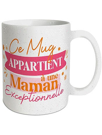 Mug en céramique décor paillettes 320 ml Maman Exceptionnelle