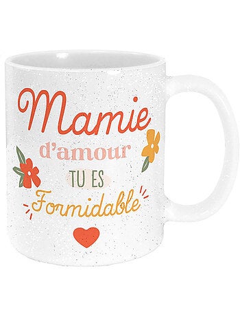 Mug en céramique Mamie d’amour effet paillettes argentées 320 ml