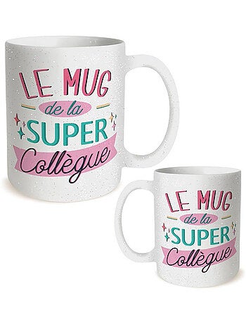 Mug en céramique pailletée recto-verso 320 ml Le mug de la super collègue
