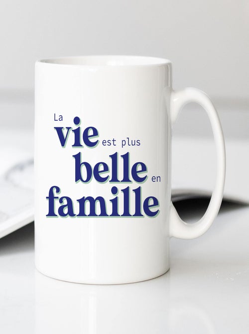 Mug LA VIE EST PLUS BELLE EN FAMILLE BLEU - Kiabi Mug LA VIE EST PLUS BELLE EN FAMILLE BLEU - Kiabi