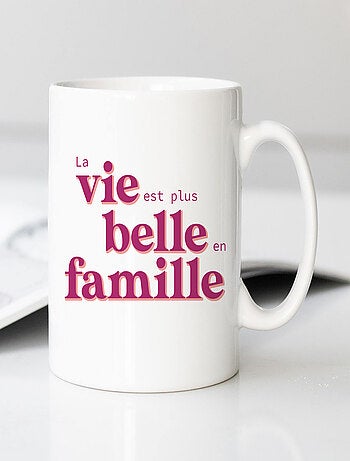 Mug LA VIE EST PLUS BELLE EN FAMILLE ROSE