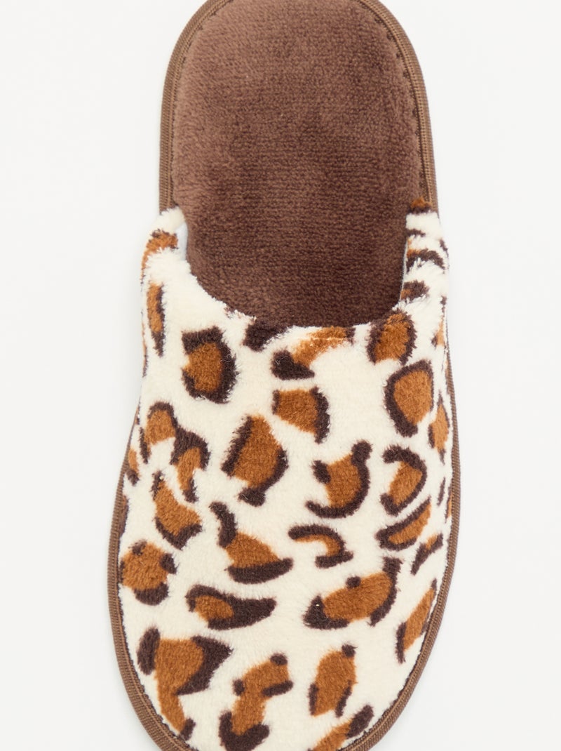 Muilpantoffels met luipaardprint Bruin - Kiabi