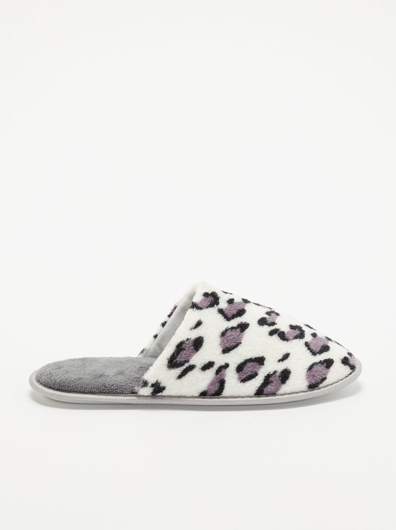 Muilpantoffels met luipaardprint Grijs - Kiabi