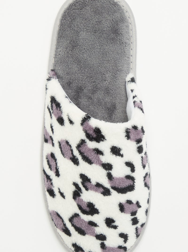 Muilpantoffels met luipaardprint Grijs - Kiabi