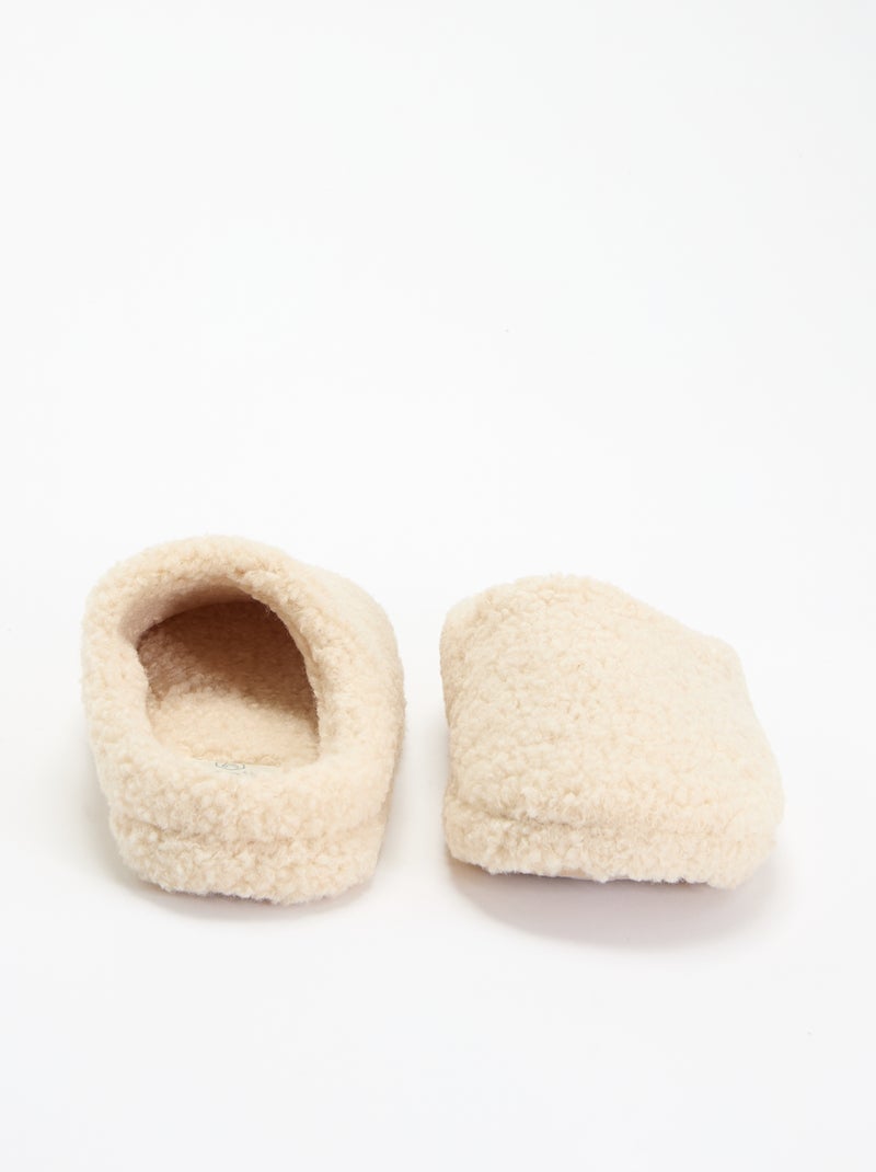 Muilpantoffels met schapenvachteffect Wit - Kiabi