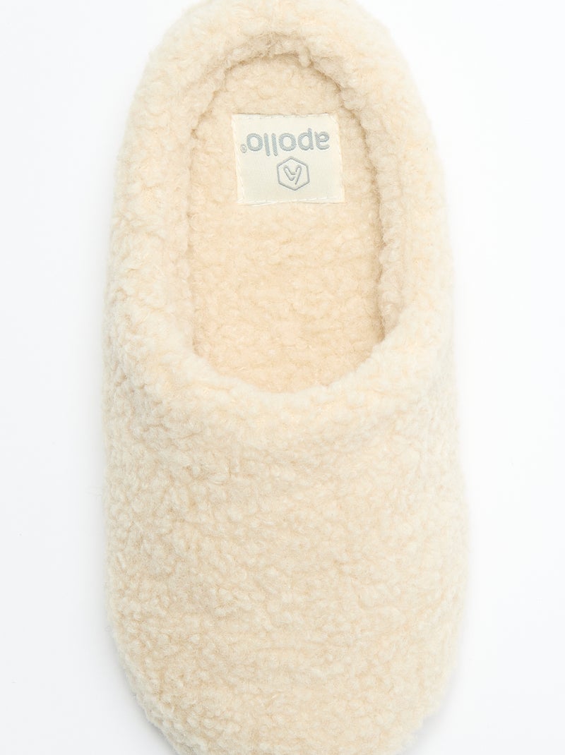 Muilpantoffels met schapenvachteffect Wit - Kiabi