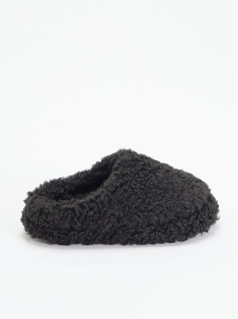 Muilpantoffels met schapenvachteffect Zwart - Kiabi