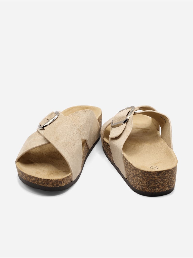 Muiltjes kruisband Beige - Kiabi