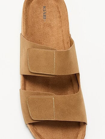 Muiltjes van suède-look met klittenbandbandjes