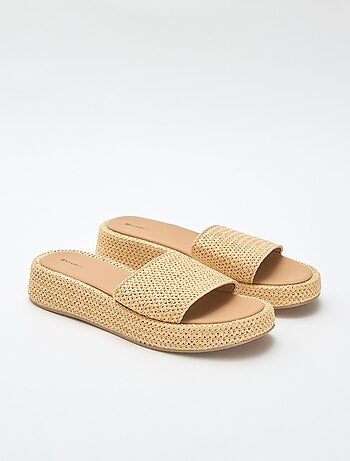 Mule compensée imitation paille