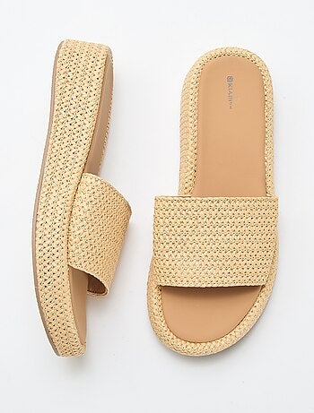 Mule compensée imitation paille