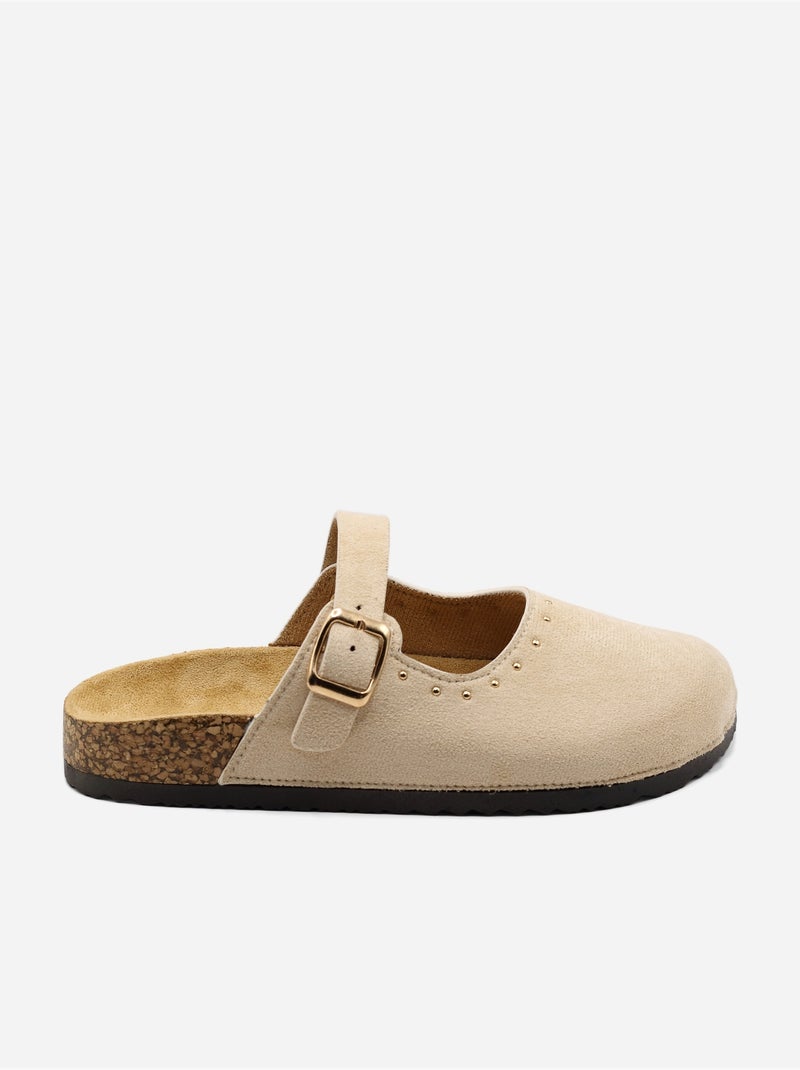 Mules à ardillon clouté Crème - Kiabi
