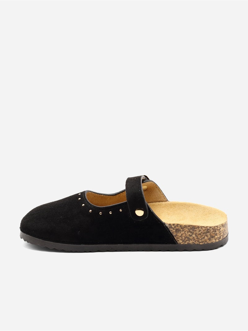 Mules à ardillon clouté Noir - Kiabi