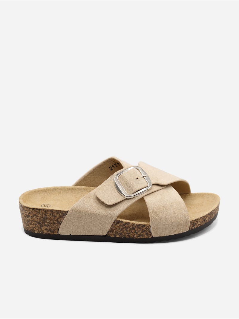 Mules à brides croisées Beige - Kiabi