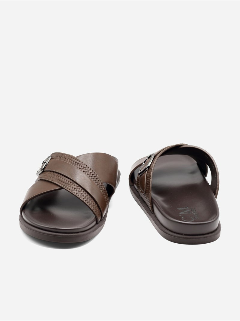 Mules à brides croisées Marron foncé - Kiabi