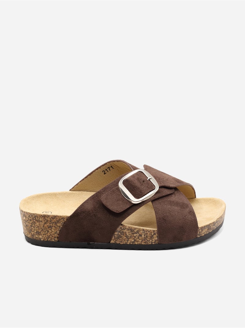 Mules à brides croisées Marron - Kiabi