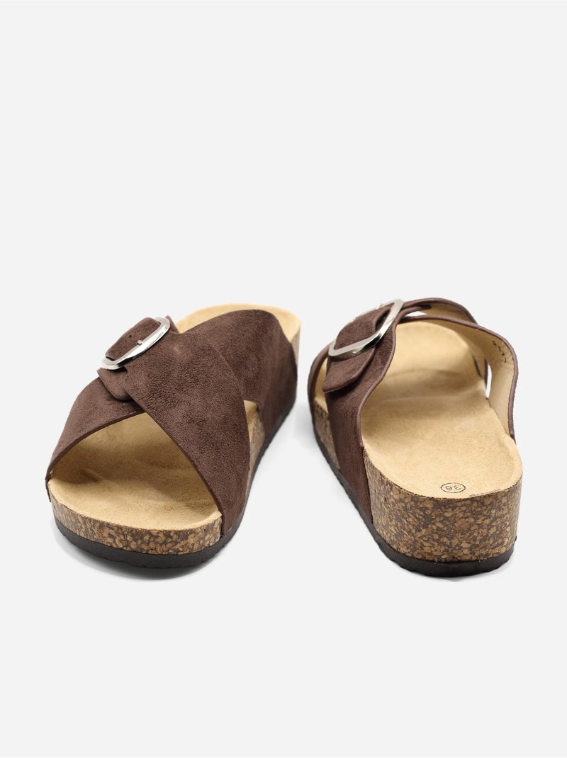 Mules à brides croisées Marron - Kiabi