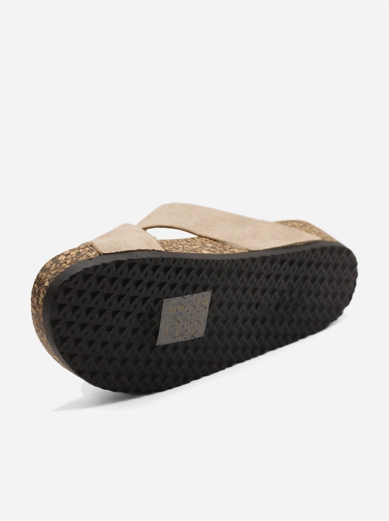 Mules à brides croisées Taupe - Kiabi