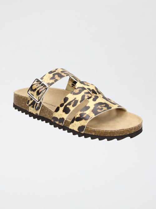Mules à brides léopard - Kiabi