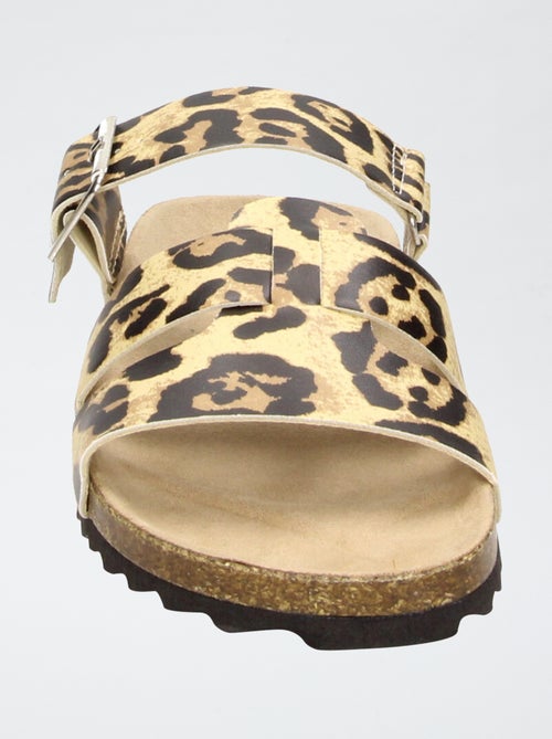 Mules à brides léopard - Kiabi
